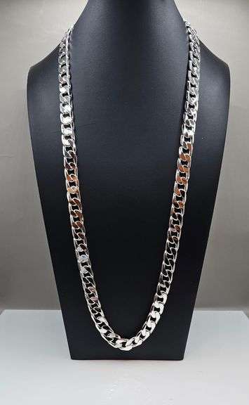 Huge 131.7 Gram .925 Sterling Silver Tri-Layered Cuban Link Chain Necklace
