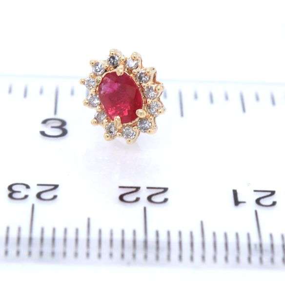14kt Yellow gold 1ctw Ruby and diamond accent earrings