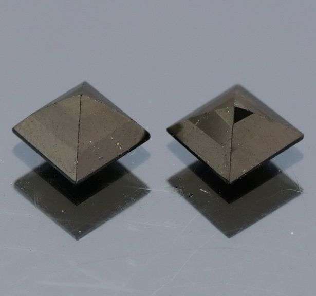 Princess cut 2.62ct midnight olive green Tourmaline pair