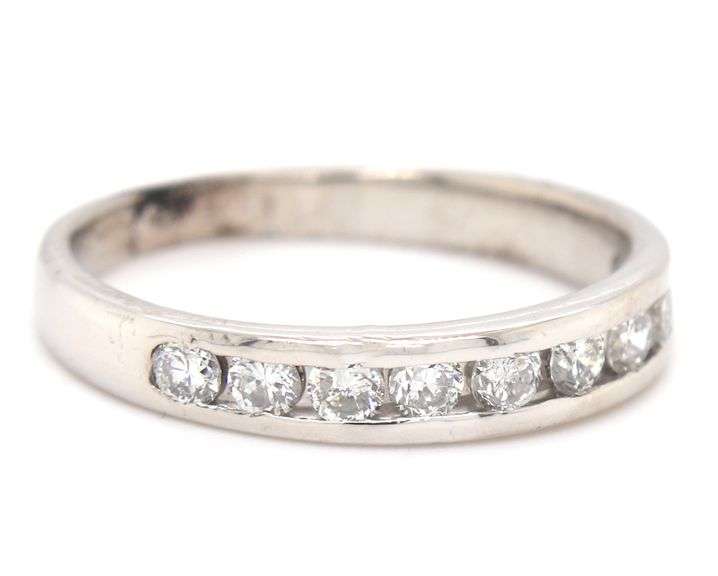 Platinum channel set diamond band