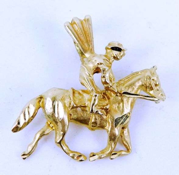 Vintage 14K Jockey on Horse Pendant