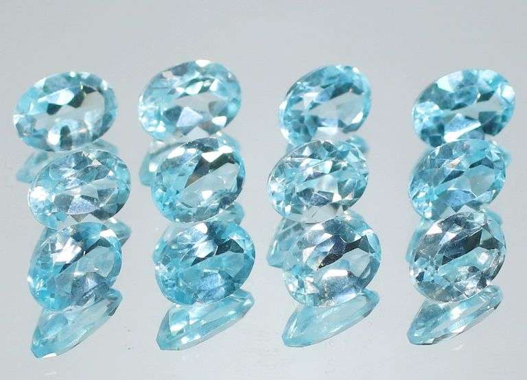 Matched! 12 piece 11.68ct full fire sky blue Topaz set