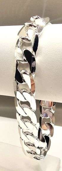Huge 35.7 Gram .925 Sterling Silver Tri-Layered Cuban Link Bracelet