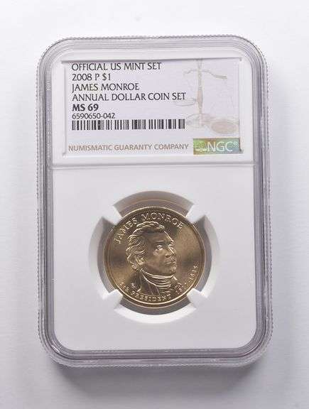MS69 2008-P James Monroe Presidential Dollar Annual Dollar Set NGC