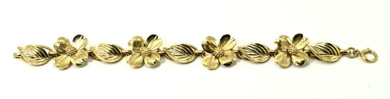 Lovely Vintage 14K Yellow Gold Dogwood Bracelet