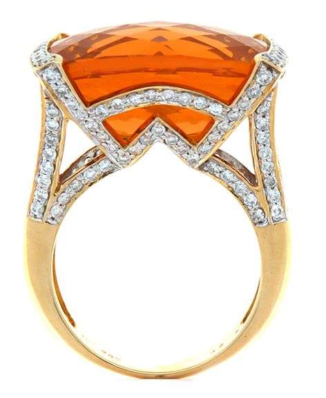 10.5ct Mexican Fire Opal and 0.75ctw Diamond Ring in 18K