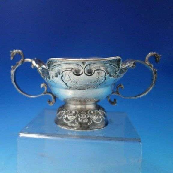 Antique Danish Sterling Silver Gravy Boat with Dragon Handles