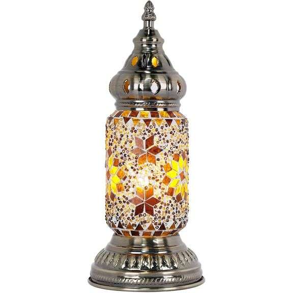 Turkish Mosaic Glass Table Lamp Antique Bronze Décor