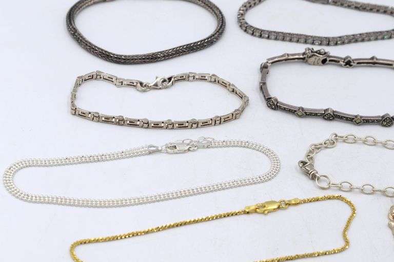 Group lot of 10 vintage 925 sterling silver bracelets