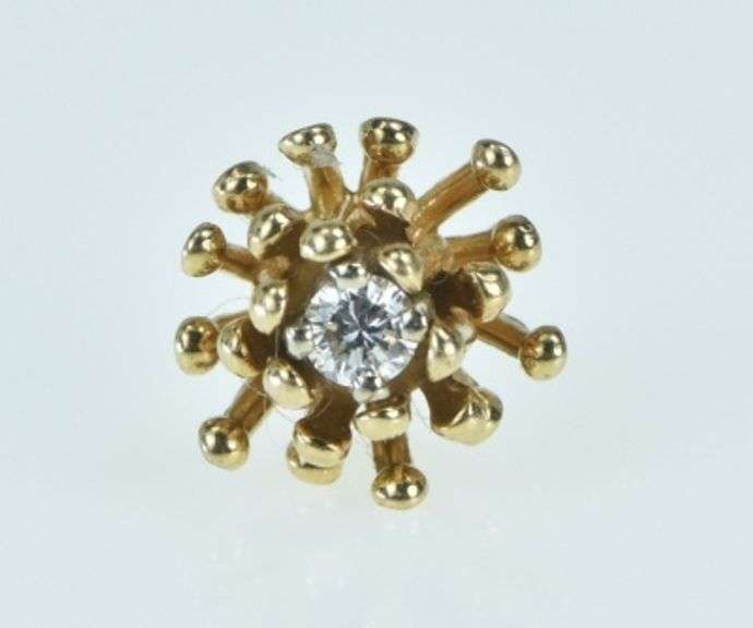 14K Yellow Gold Diamond Chrysanthemum Flower Lapel Pin/Brooch