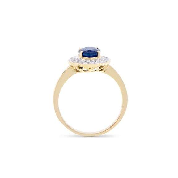 14KT Yellow Gold 1.50ct Blue Sapphire and Diamond Ring