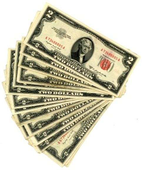 23 $2 Red Seal US Notes from 1953-B