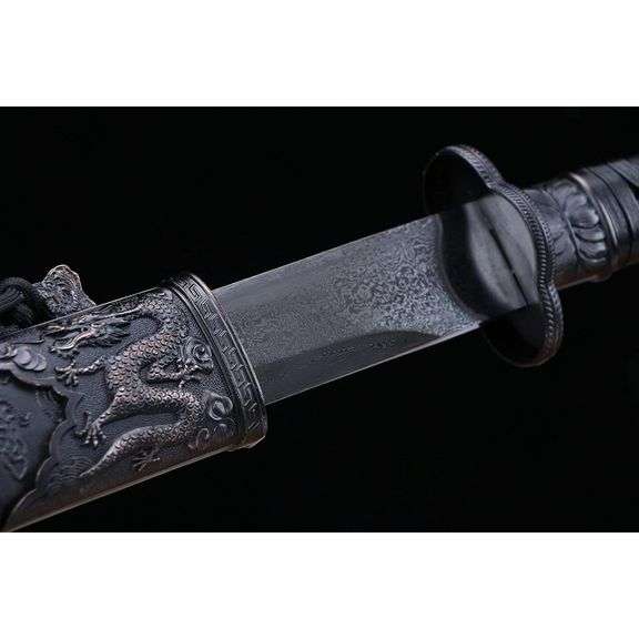 Black Gold Damascus Dao Sword
