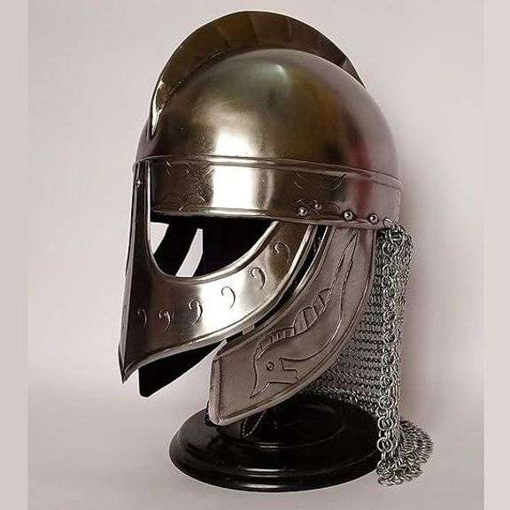 Medieval Viking Wolf Helmet with Silver Finish