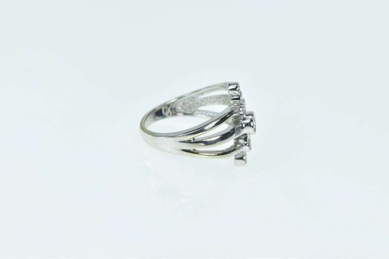 14K White Gold 0.50 Ctw Round Diamond Layered Geometric Ring