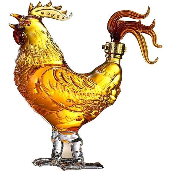 Glass Rooster Whiskey Decanter