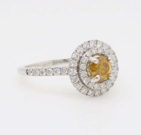 Fancy Vivid Yellow-Orange Diamond Ring in 18k White Gold