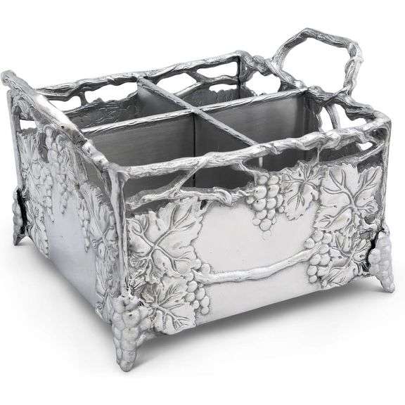 Elegant Grapevine Aluminum Flatware Caddy
