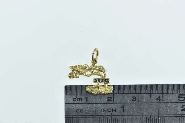 14K Yellow Gold Aruba Watapana Tree Travel Souvenir Charm/Pendant