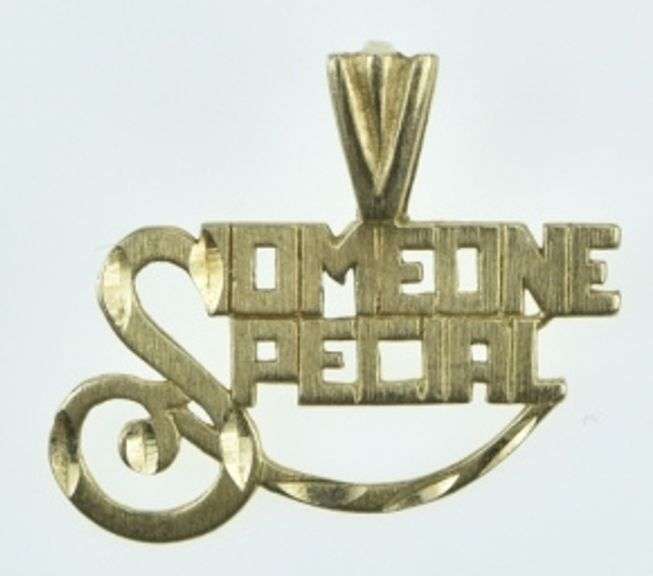 14K Yellow Gold Someone Special Word Cut Out Vintage Charm/Pendant