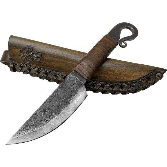 Hand Forged Volute Knife with Leather Case Collectible