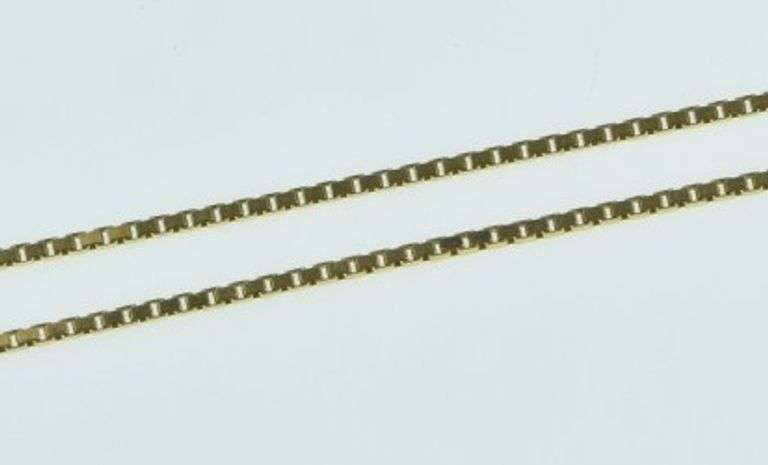 14K Yellow Gold 0.8mm Square Link Vintage Box Chain Necklace