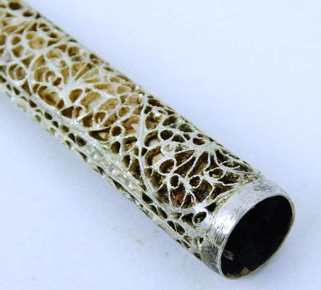Vintage 800 Silver Filigree Cigarette or Cheroot Holder