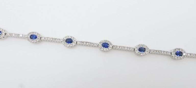 Diamond & Blue Sapphire Line Bracelet