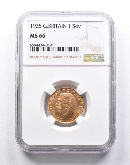 MS66 1925 Great Britain 1 Sovereign Gold Coin NGC