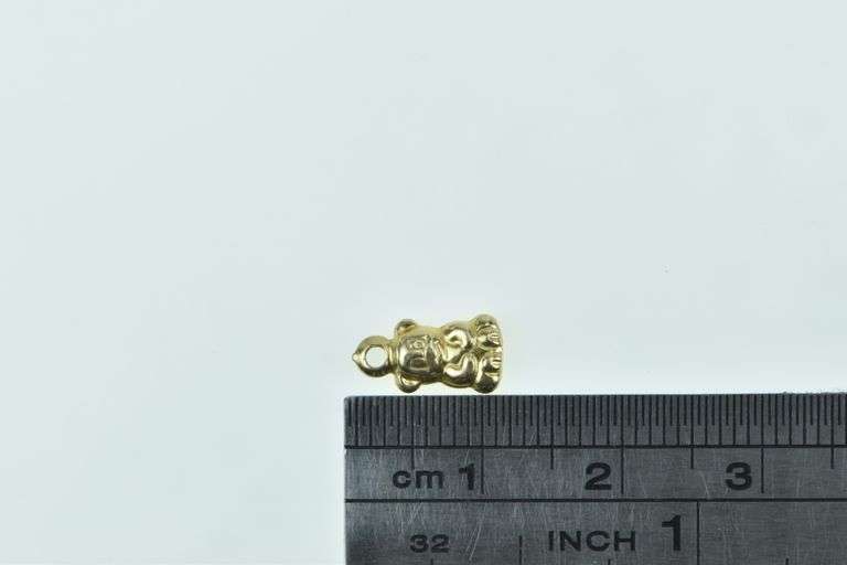 14K Yellow Gold Puffy Teddy Bear Vintage Kids Toy Charm/Pendant