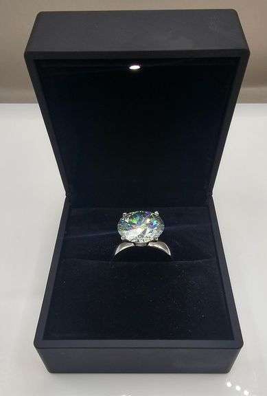 Huge Rare 10.45 Ct VVs1  Ice Blue Lab Simulated Diamond Ring