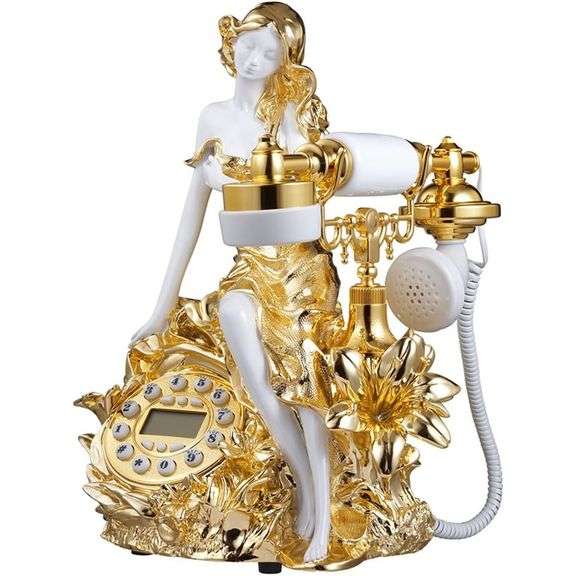 Vintage Golden Corded Landline Phone