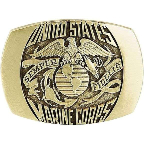 Vintage Design Marine Corp Belt Buckle Solid Bronze