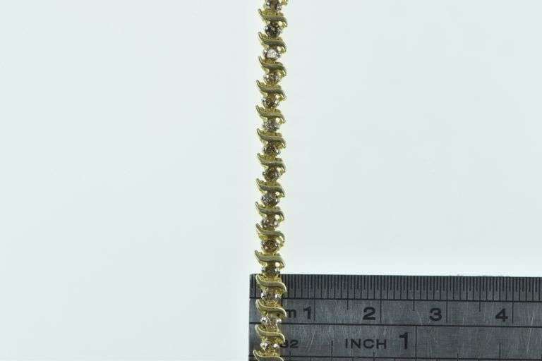 10K Yellow Gold 1.00 Ctw Diamond Classic Vintage Tennis Bracelet