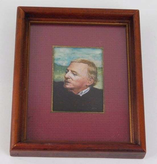 Signed Watercolor on Ivorine, William R. Buckley