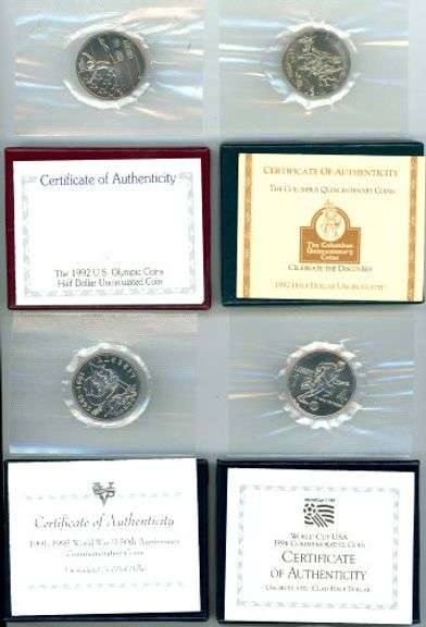 4 Different BU Commemorative Half Dollars with Box/CoA