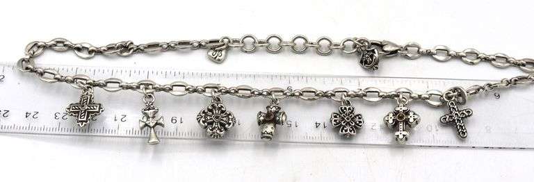 Vintage 925 sterling silver necklace with religious charms