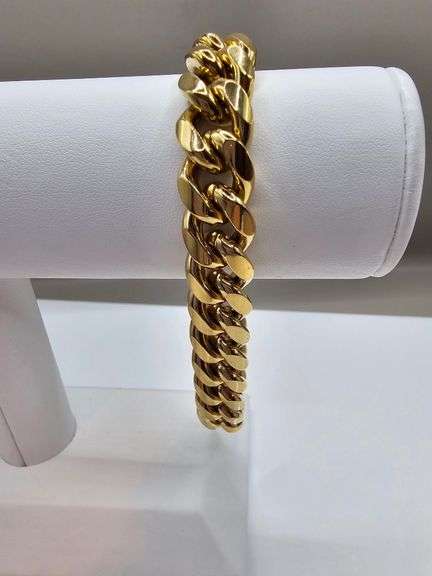 Strong 65.7 Gram 18 Kt Gold Plate Cuban Curb Link Bracelet