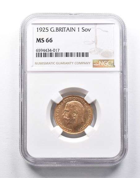 MS66 1925 Great Britain 1 Sovereign Gold Coin NGC