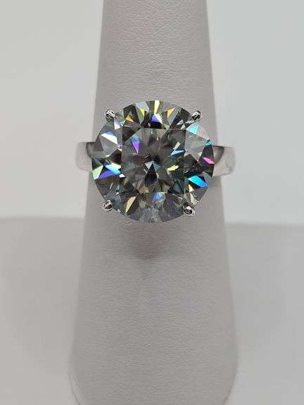 Huge Rare 10.45 Ct VVs1  Ice Blue Lab Simulated Diamond Ring