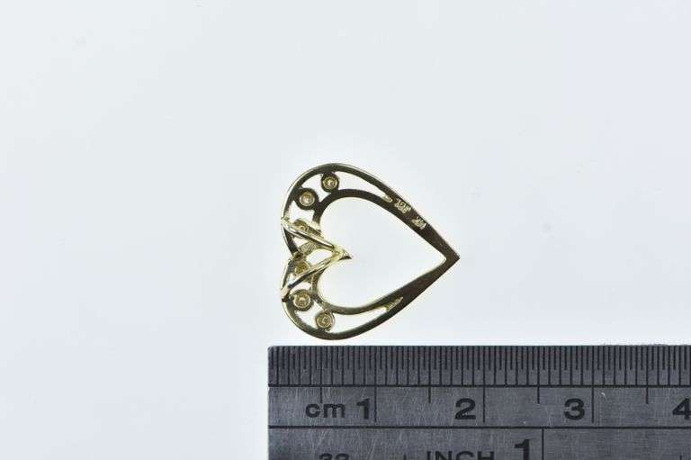 14K Yellow Gold Heart Diamond Love Symbol Romantic Charm/Pendant