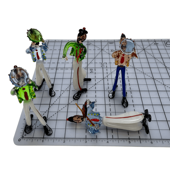 Murano Blown Art Glass Musical Band With Five Musician Figurines