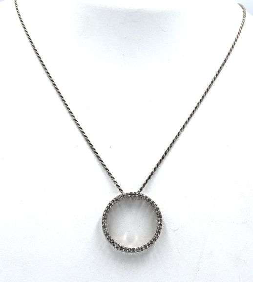 Vintage 925 sterling silver crystal round pendant on chain