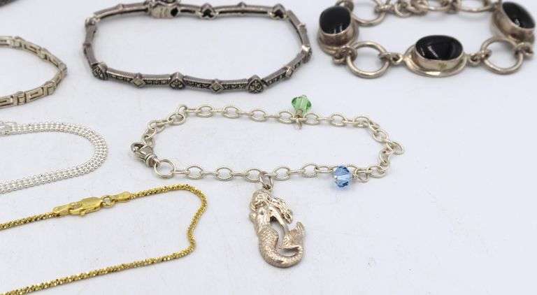 Group lot of 10 vintage 925 sterling silver bracelets