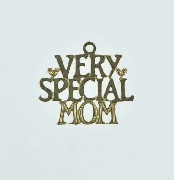 14K Yellow Gold Very Special Mom Word Cut Mother's Day Charm/Pendant