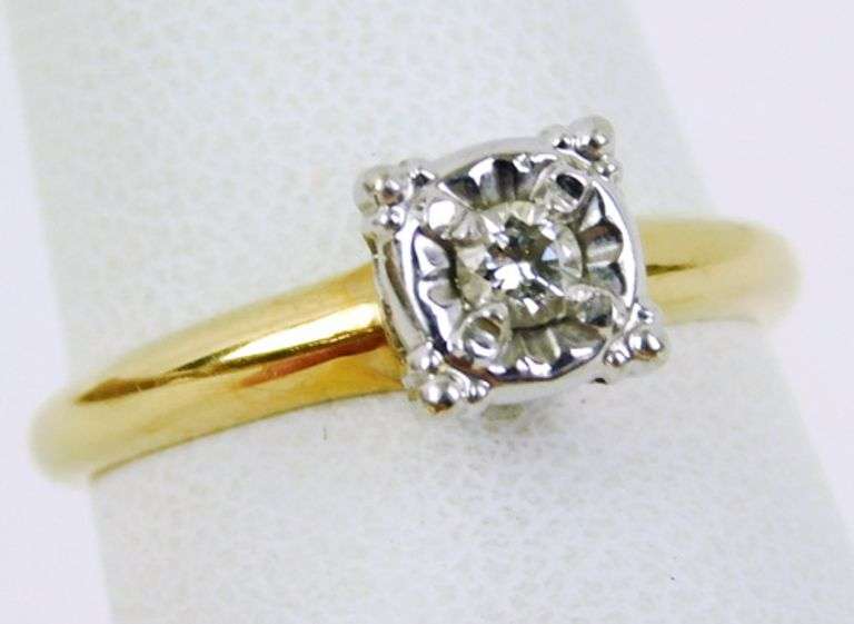 Classic Early 14K Diamond Ring, Size 5