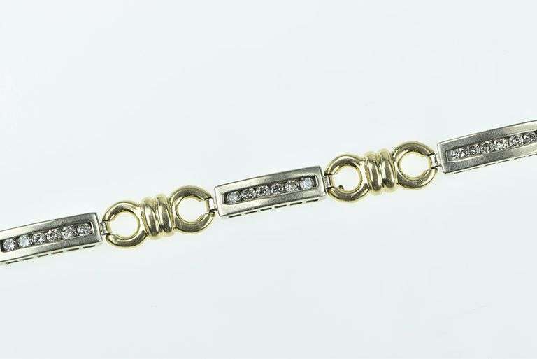 14K Yellow Gold 1.00 Ctw Diamond Inset Two Tone Bar Bracelet