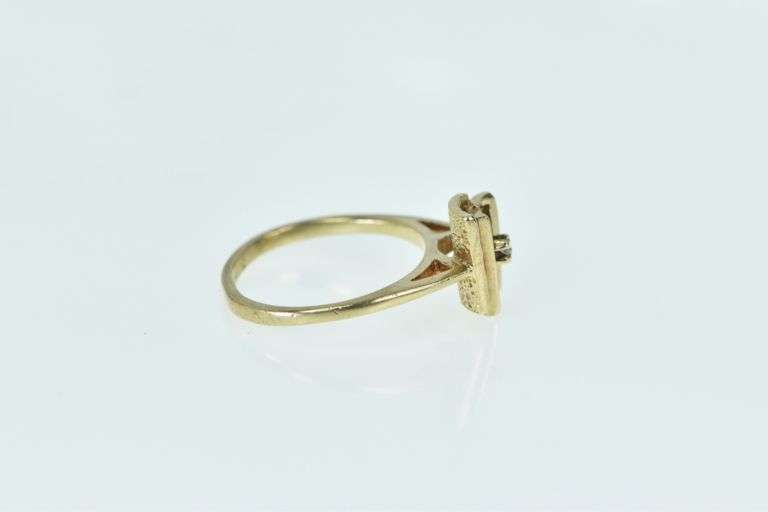 10K Yellow Gold Retro Vintage Diamond Squared Geometric Ring