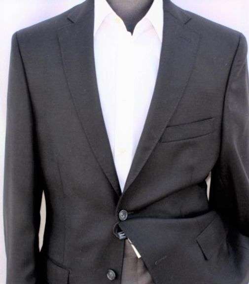 Black Color Textured Modern Fit Notch Lapel Sport Coat
