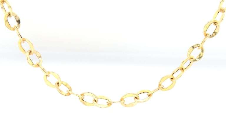 14kt Yellow gold Fancy flat link chain necklace